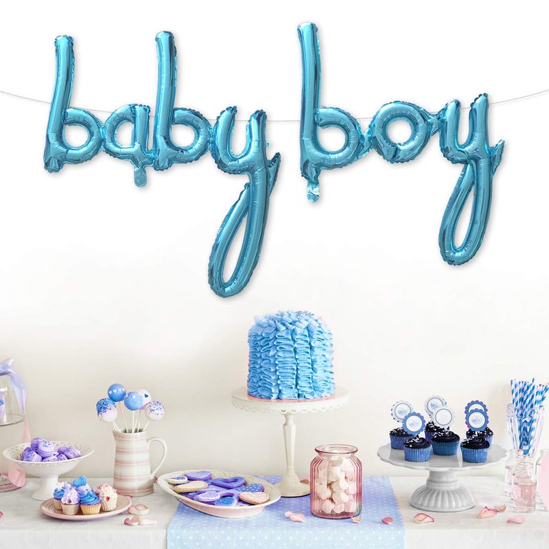 PartyForever Baby Boy Balloon Light Blue for Baby Shower Decorations and Supplies, Boy Gender Reveal Party Foil Balloons Banner Letters - Image 5